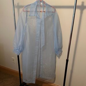 Anthropologie Sheer Blue Pea Coat